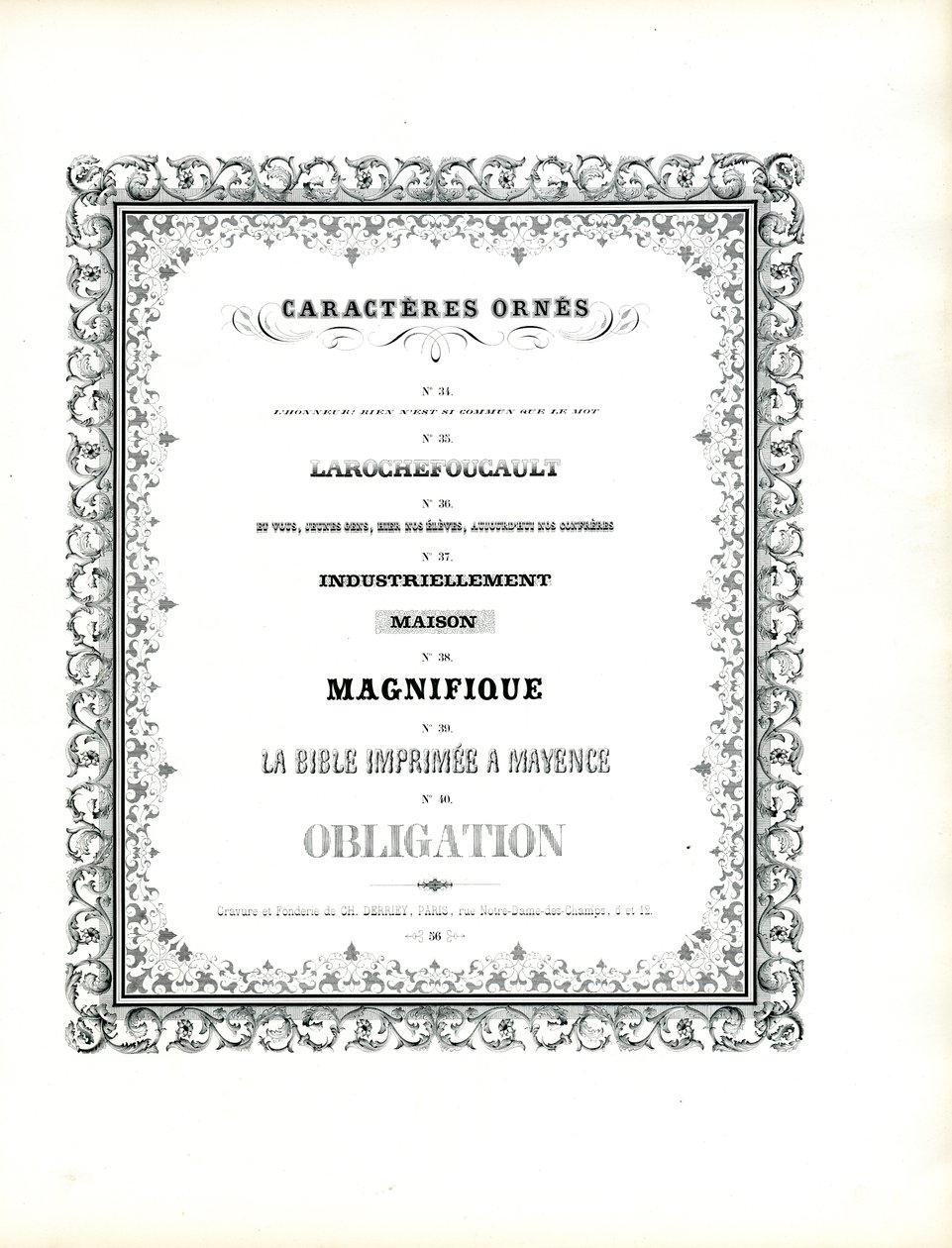 Decorative Typefaces with Double Ornamental Frame by Charles Derriey