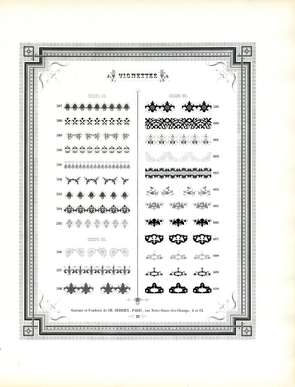 Ornamental Decorative Borders and Elements by Charles Derriey