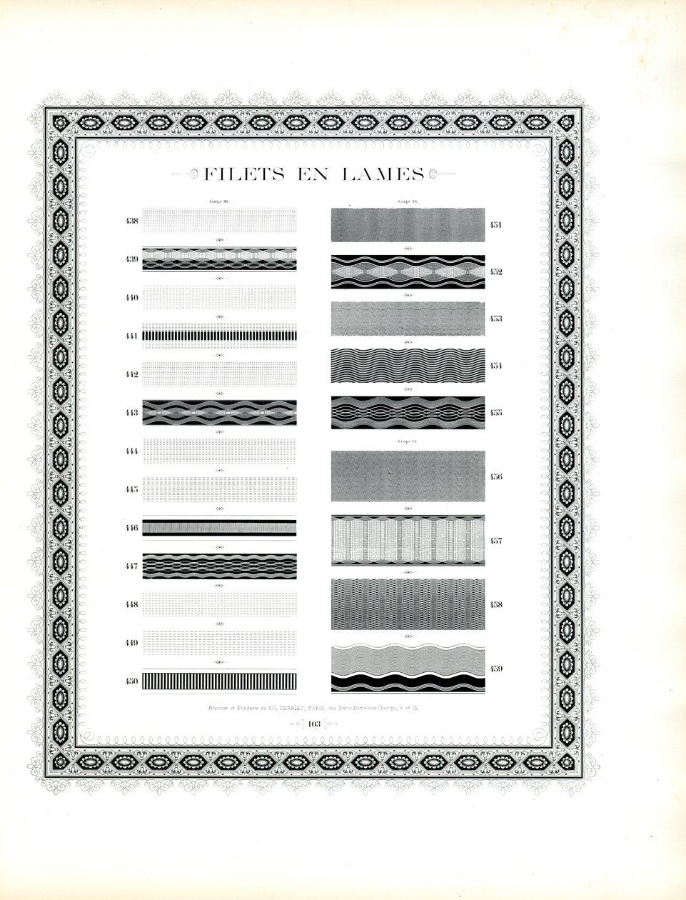 Typographic Sample Rules with Oval Frame by Charles Derriey