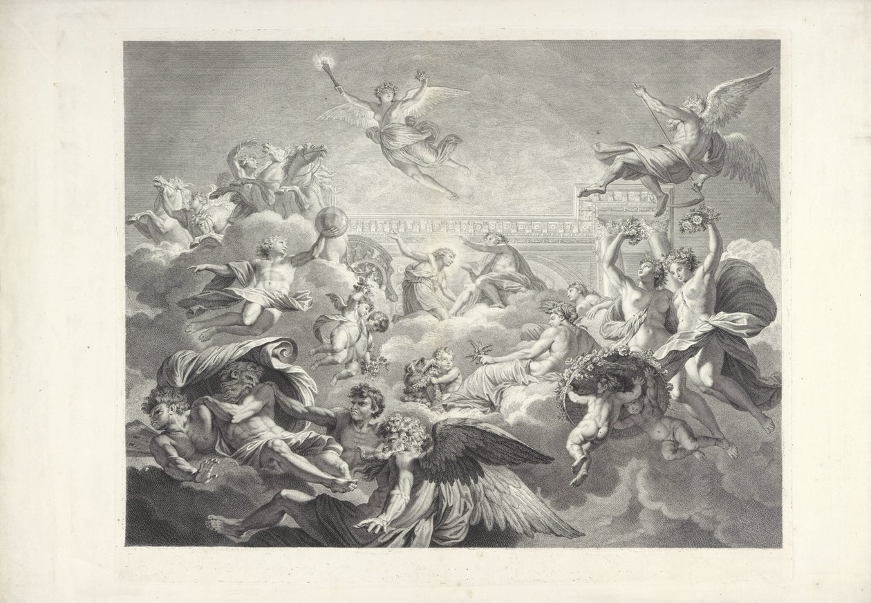 Phaethon and Apollo (Paintings of Charles Le Brun and Eustache Le Sueur) by Charles Dupuis