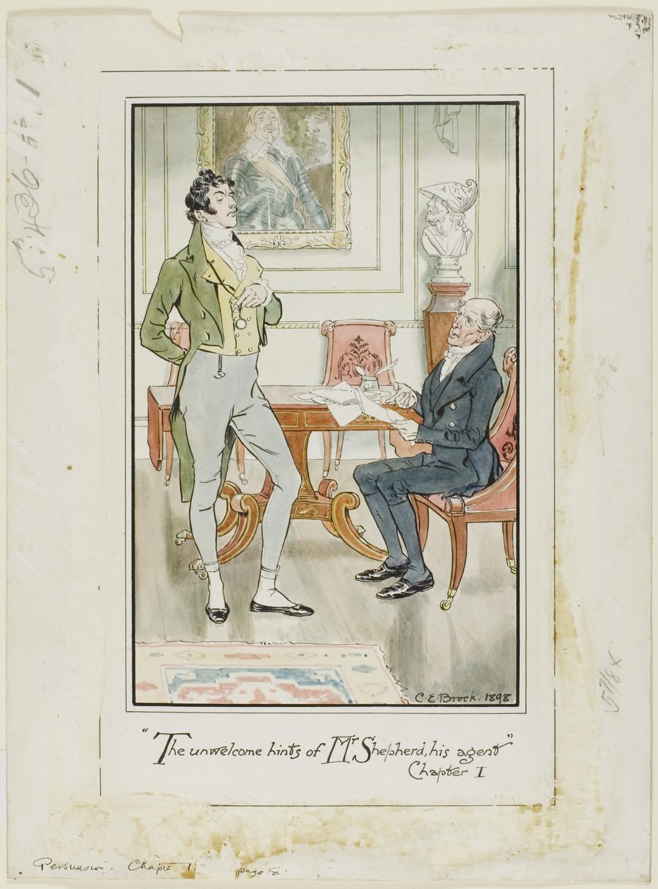 "The unwelcome hints of Mr. Shepherd, his Agent," Chapter I frontispiece for Jane Austen