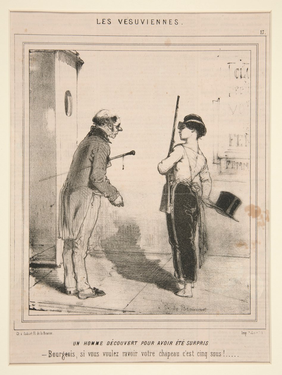 A Man Discovered for Having Been Surprised, from the series Les Vesuviennes published in Le Charivari by Charles Edouard de Beaumont