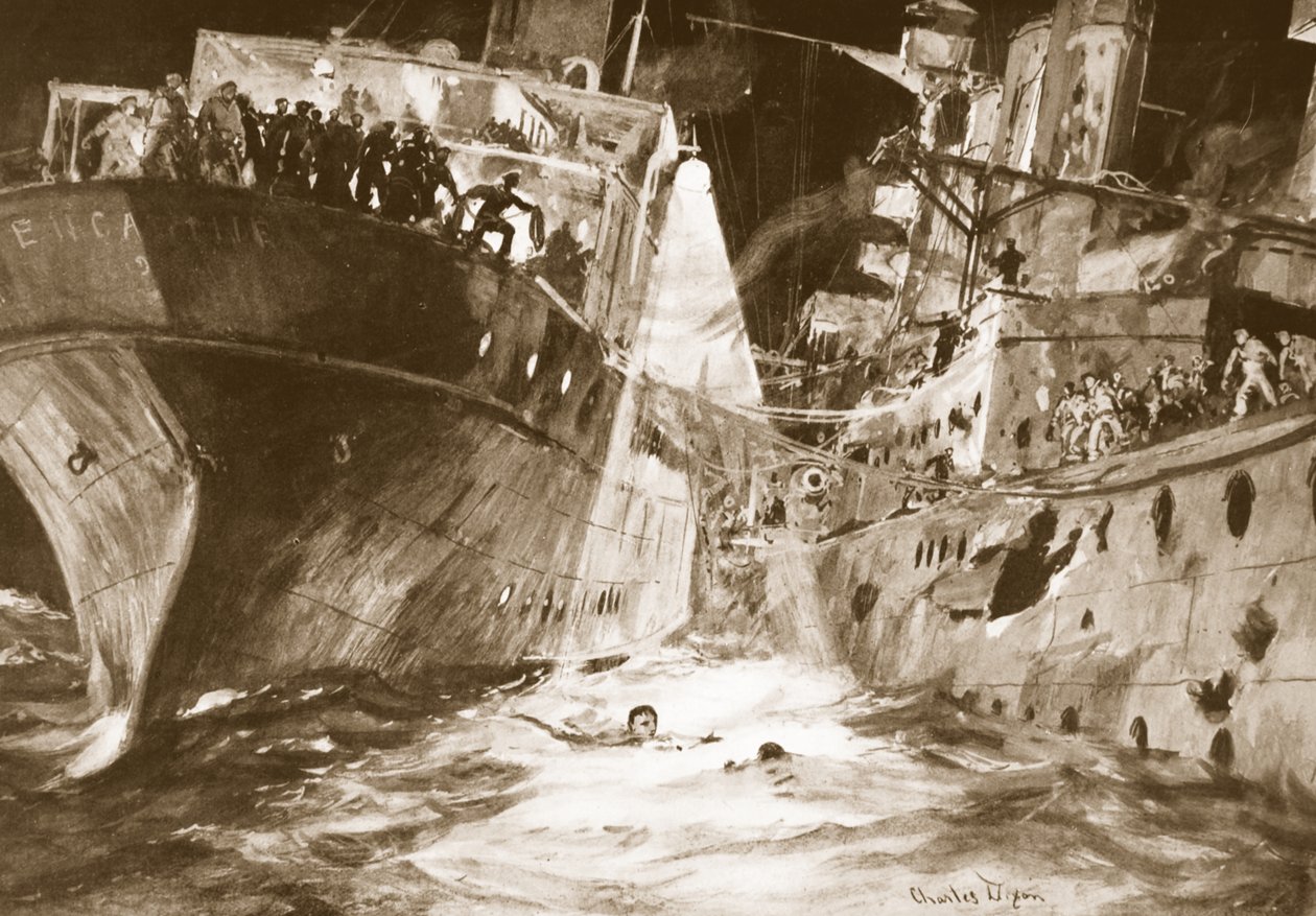 Flight-Lieutenant Rutland Saving a Wounded Seaman Who Had Fallen into ...