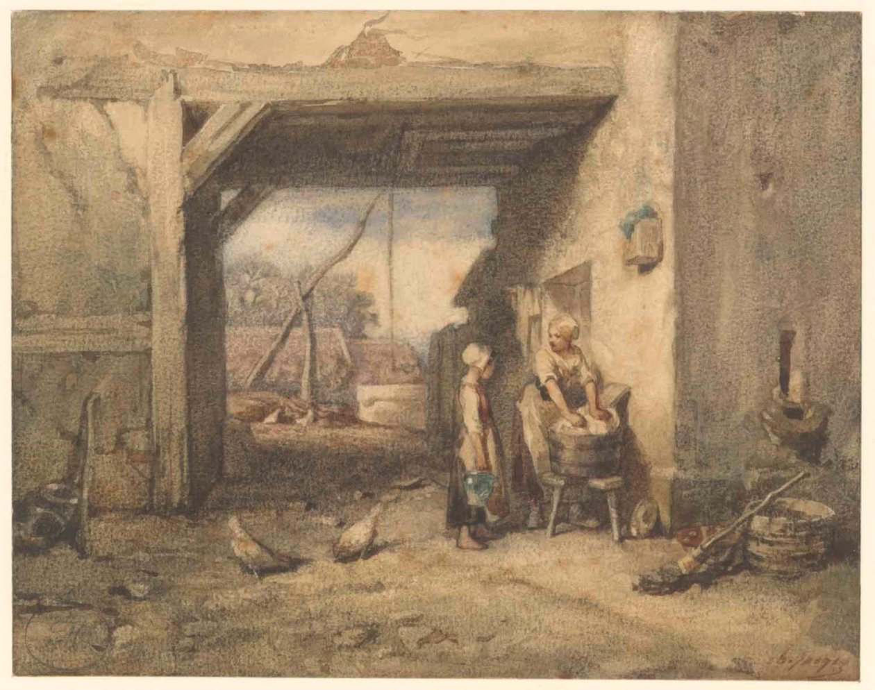 A Farmyard by Charles Emile Jacque