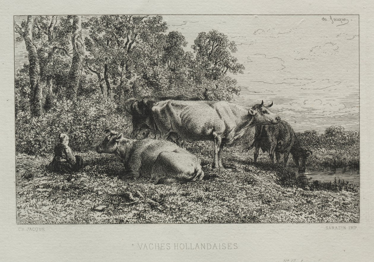 Holland Cows by Charles Emile Jacque