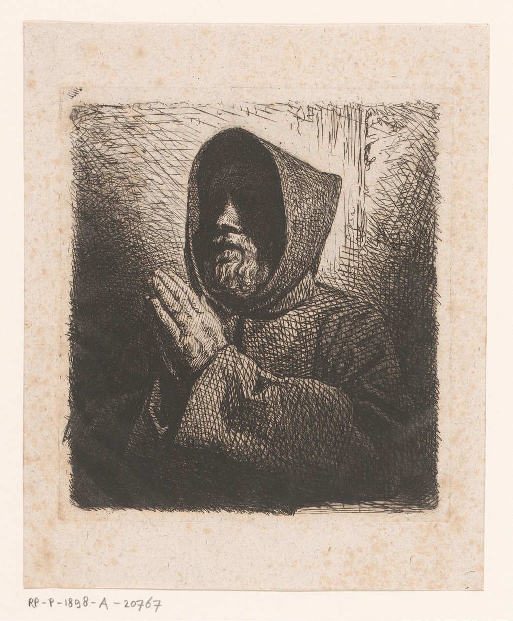 Head of a Praying Monk with Beard by Charles Emile Jacque