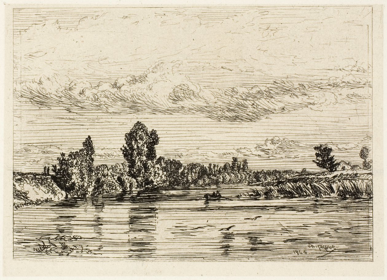 Landscape Near Asnières by Charles Emile Jacque
