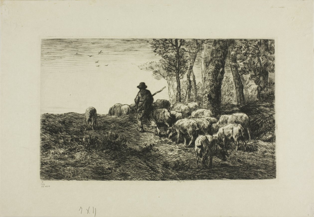 Man with Herd of Pigs by Charles Emile Jacque