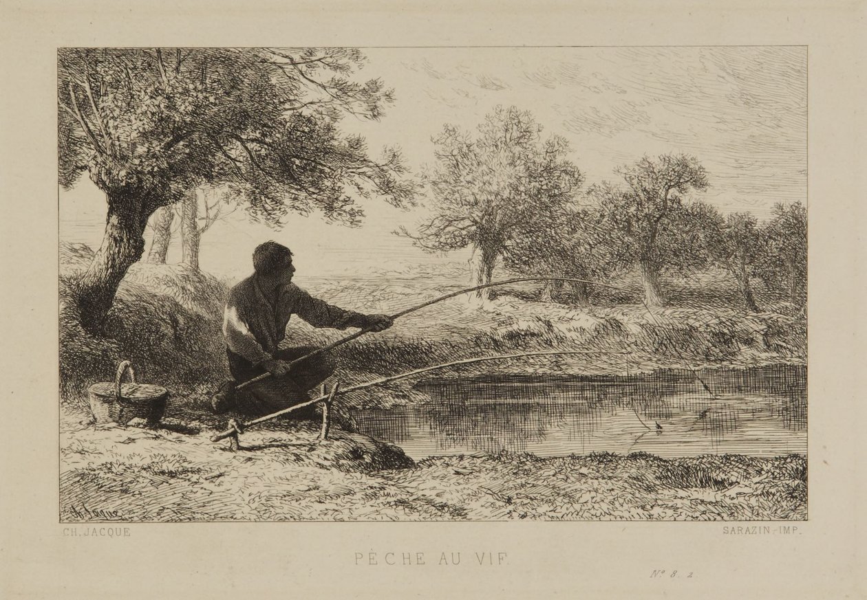 Fishing by Charles Emile Jacque