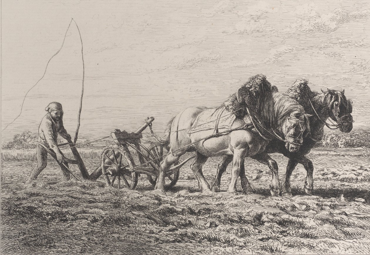 Plowing by Charles Emile Jacque