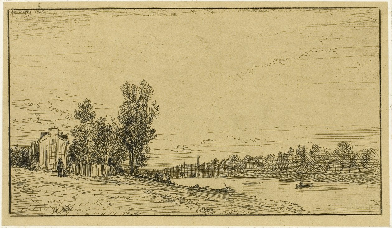 The Banks of a River by Charles Emile Jacque