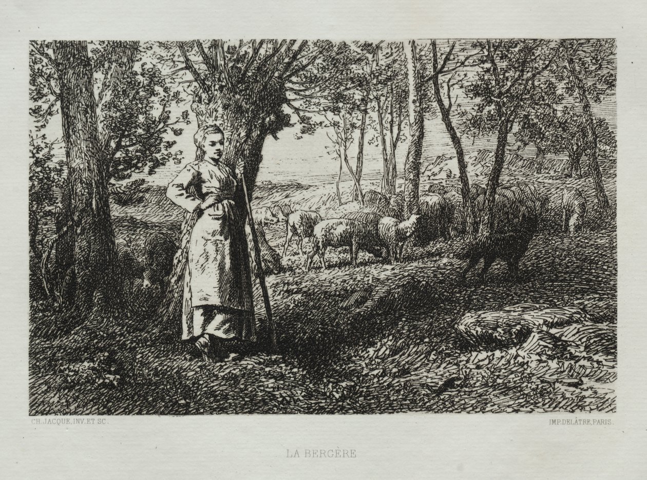 The Shepherdess by Charles Emile Jacque