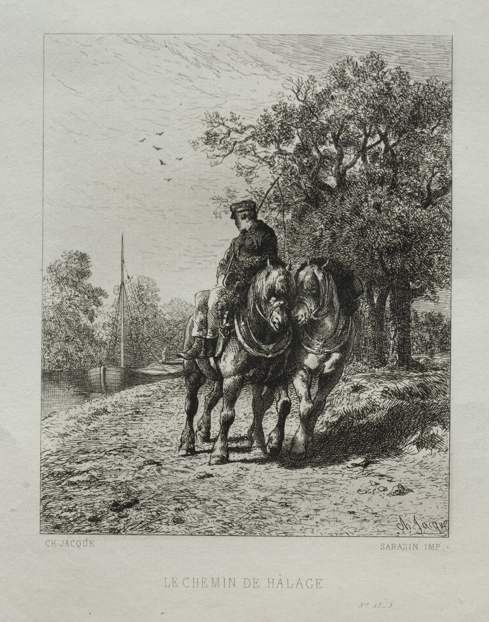 The Tow Path by Charles Emile Jacque
