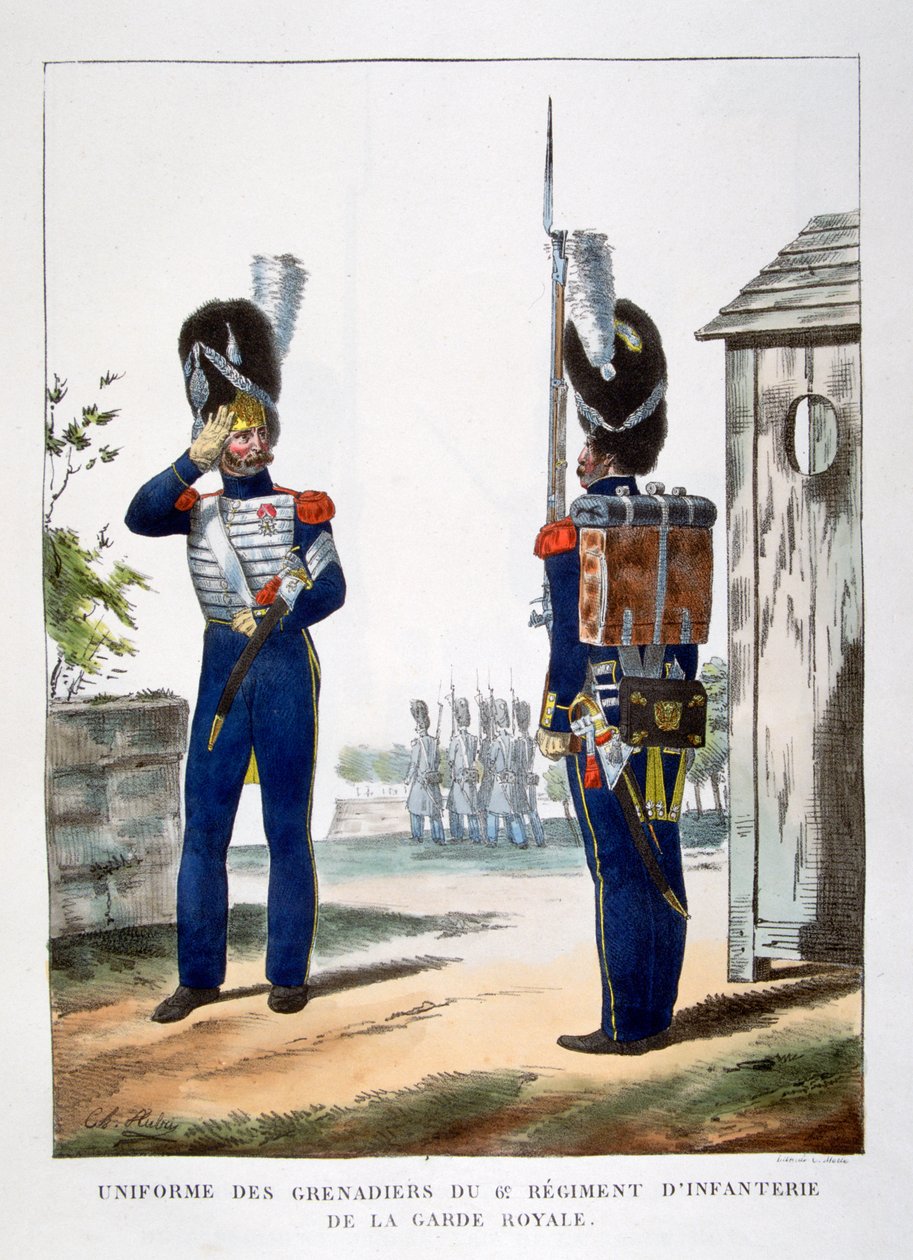 Uniforms of the Grenadiers of the French Royal Guard, 1823 by Charles Etienne Pierre Motte