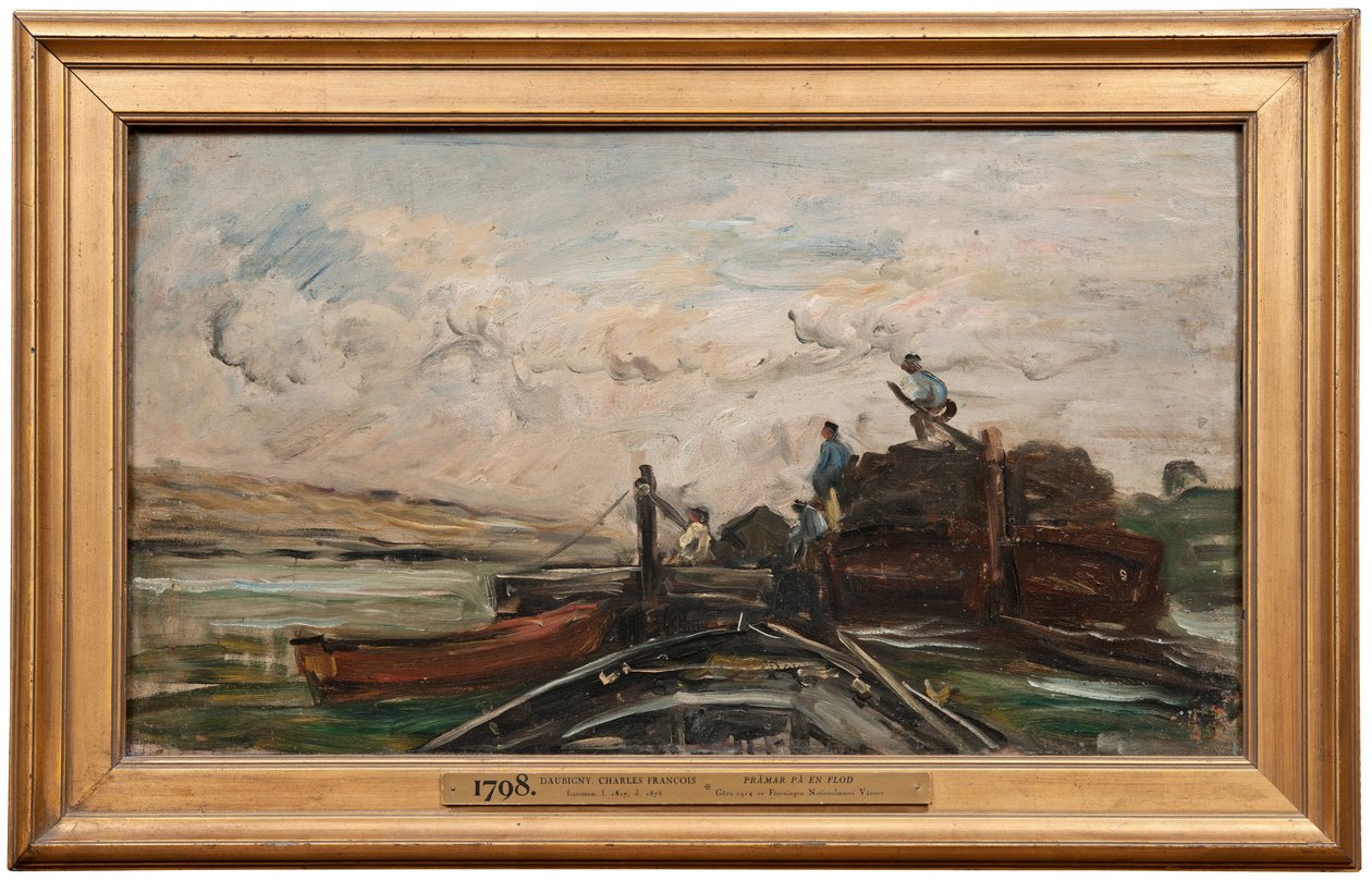 Barges on a River by Charles Francois Daubigny