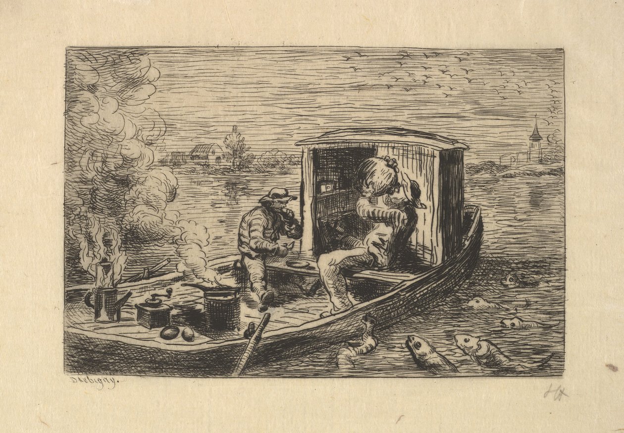 Gobbling a Meal, 1861 by Charles Francois Daubigny