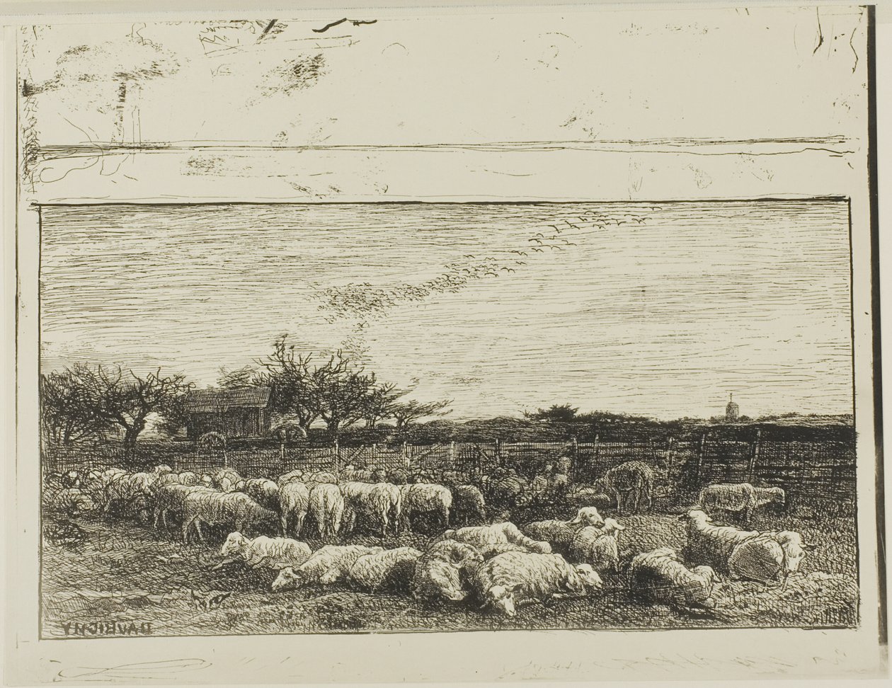 The Large Sheepfold by Charles Francois Daubigny