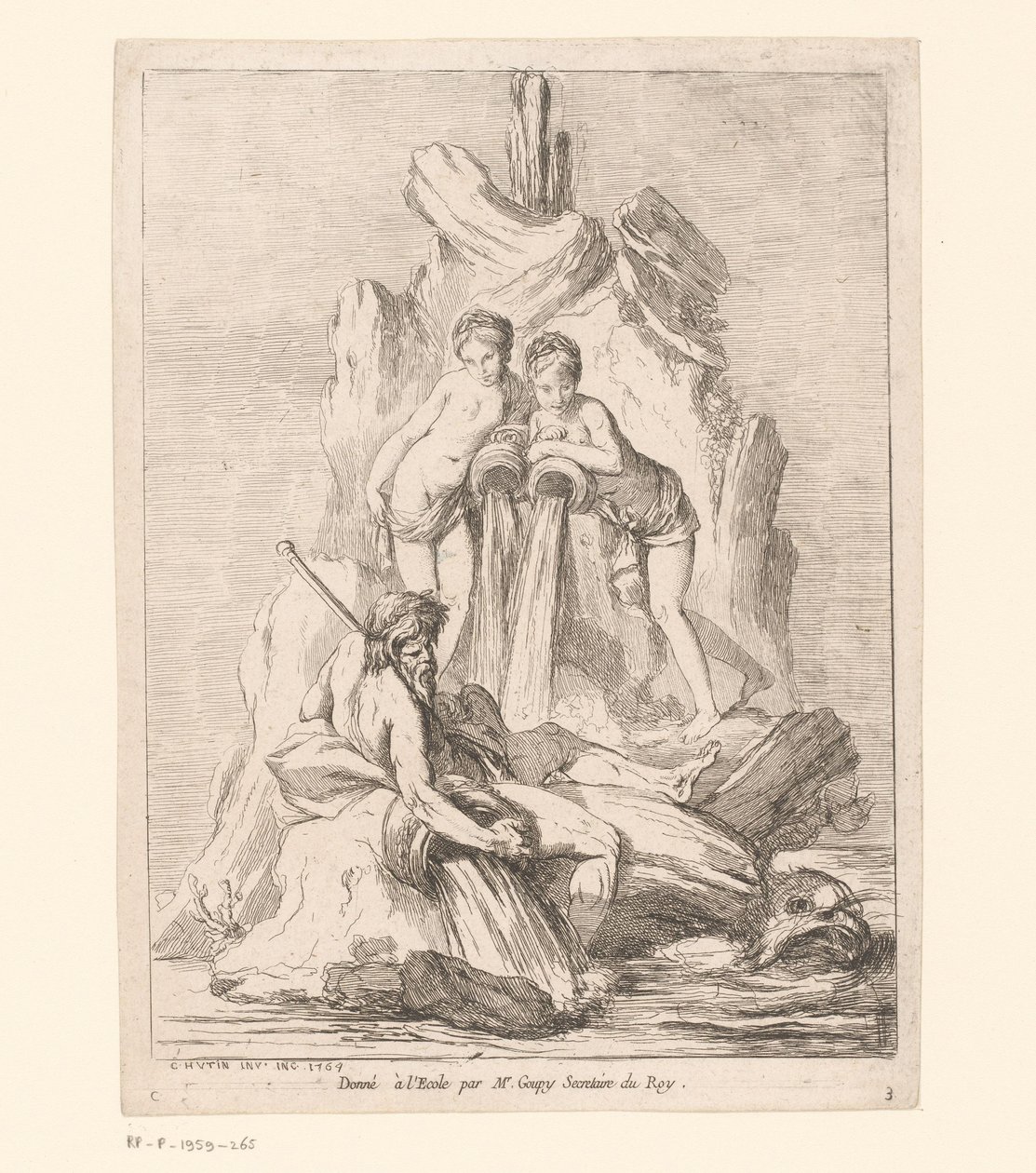 Fountain with Two Nymphs and a River God by Charles Francois Hutin