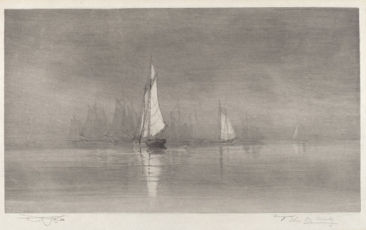 Untitled (Harbor Scene with Sailboats) by Charles Frederick William Mielatz