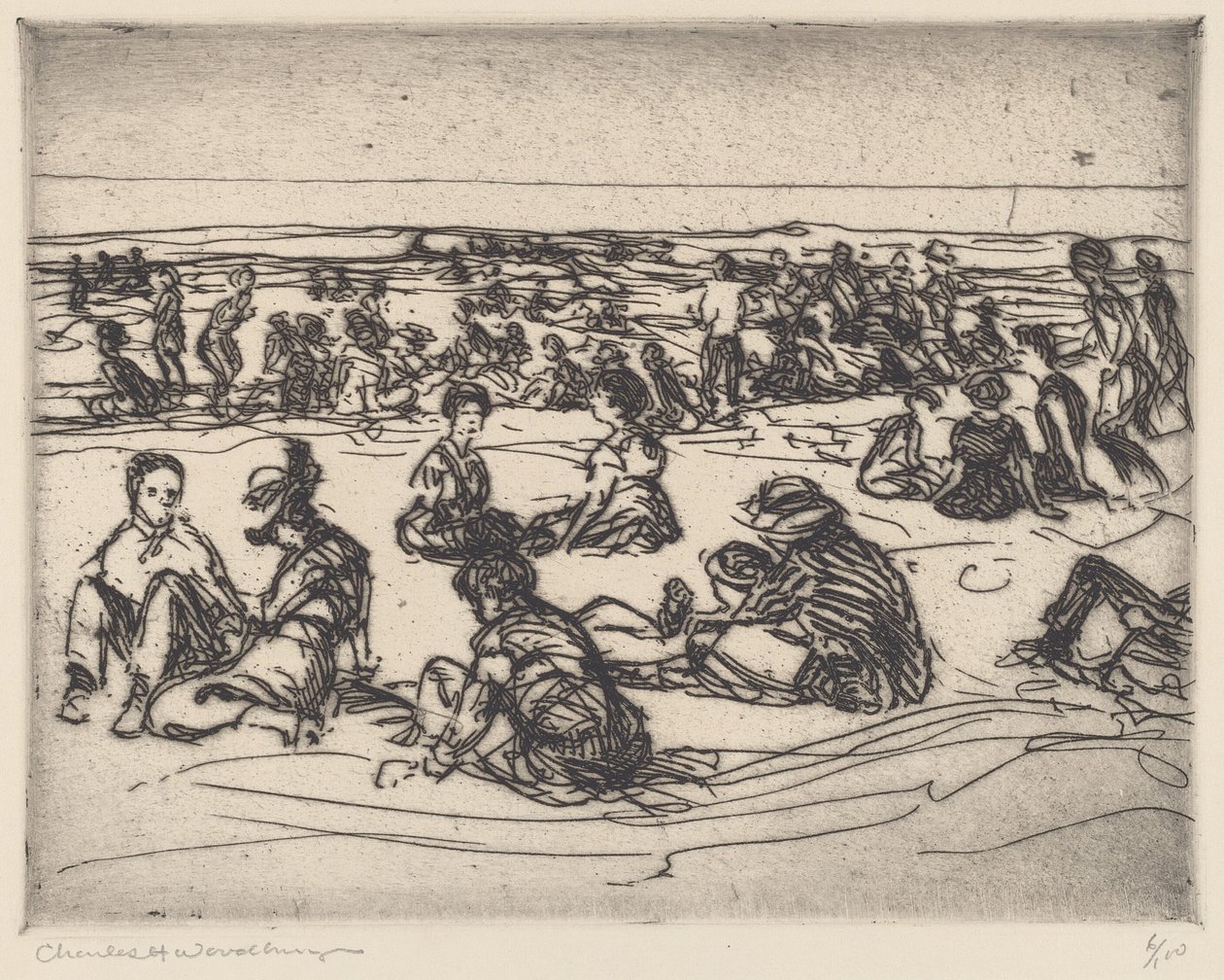 On the Beach by Charles H. Woodbury