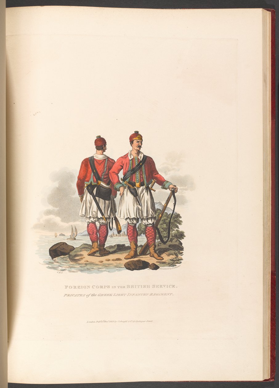 Foreign Corps in the British Service. Privates of the Greek Light Infantry Regiment by Charles Hamilton (after) Smith