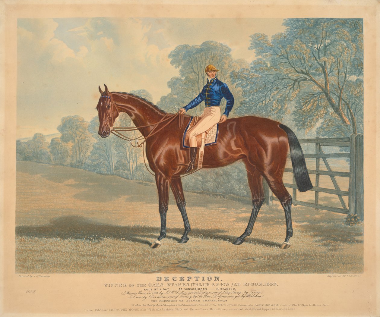 Deception, Winner of the Oaks Stakes at Epsom, 1839, Rode by J. Day by Charles Hunt
