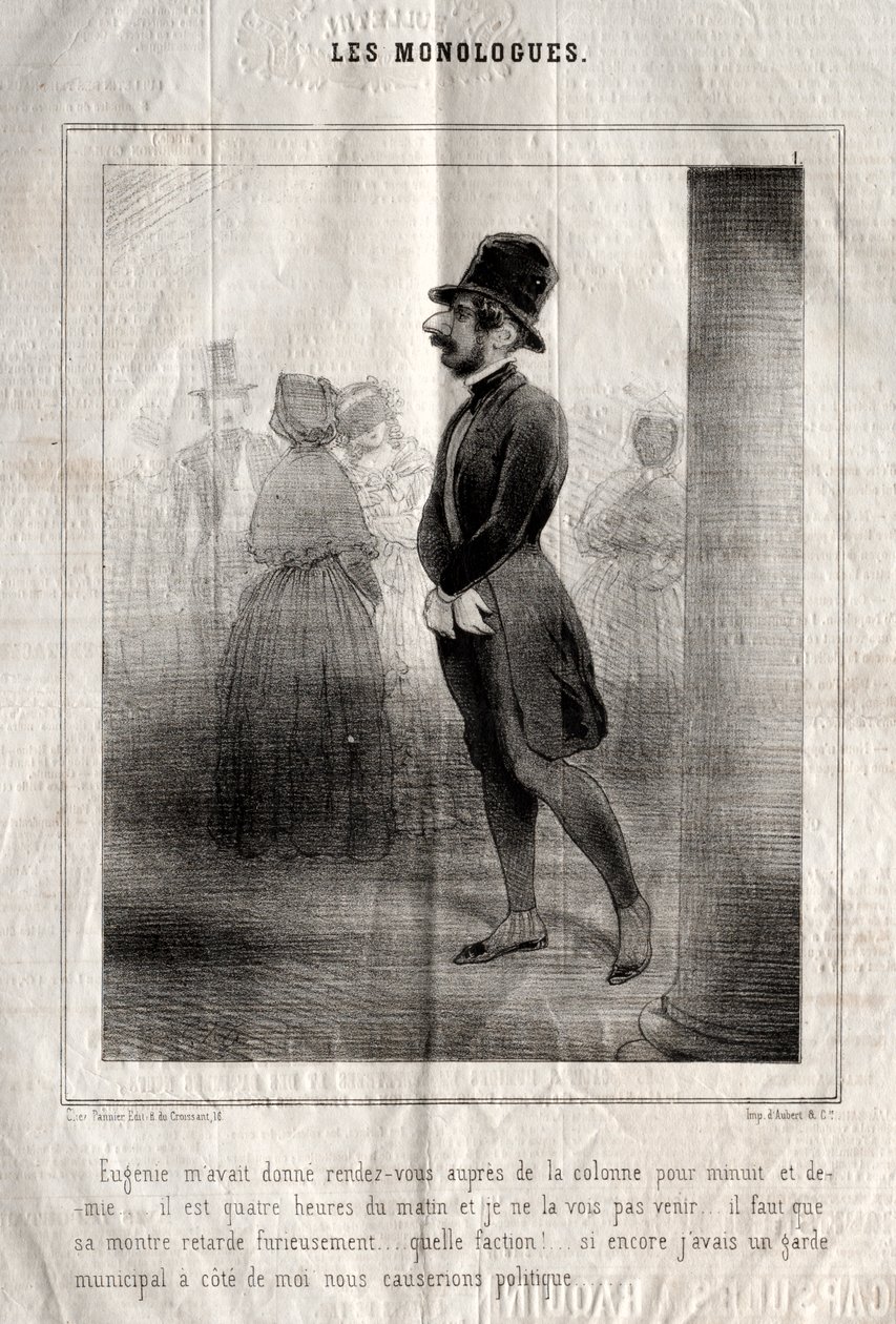 Les Monologues: Eugenie Had Given Me a Rendezvous by the Column for Half Past Midnight by Charles Joseph Traviès de Villers
