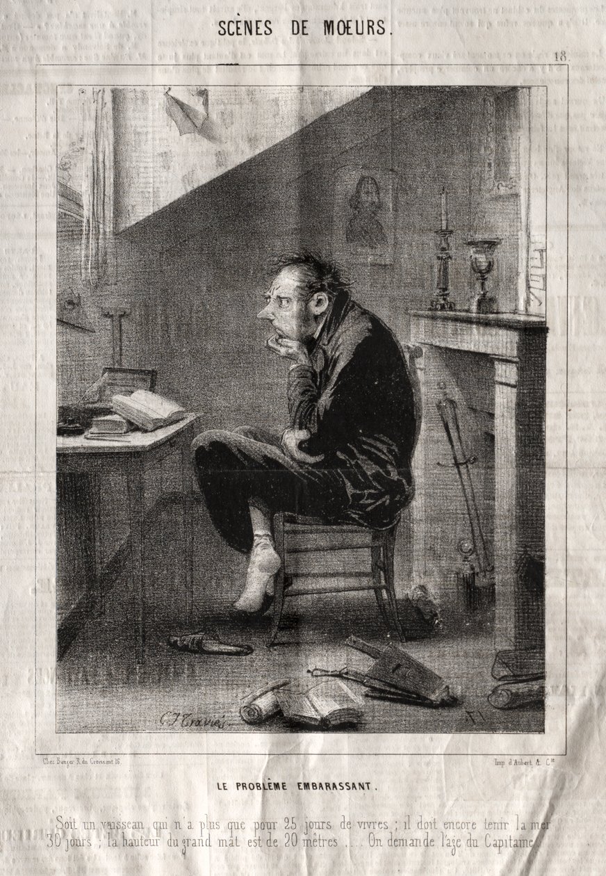 Scenes of Customs: The Embarrassing Problem... by Charles Joseph Traviès de Villers