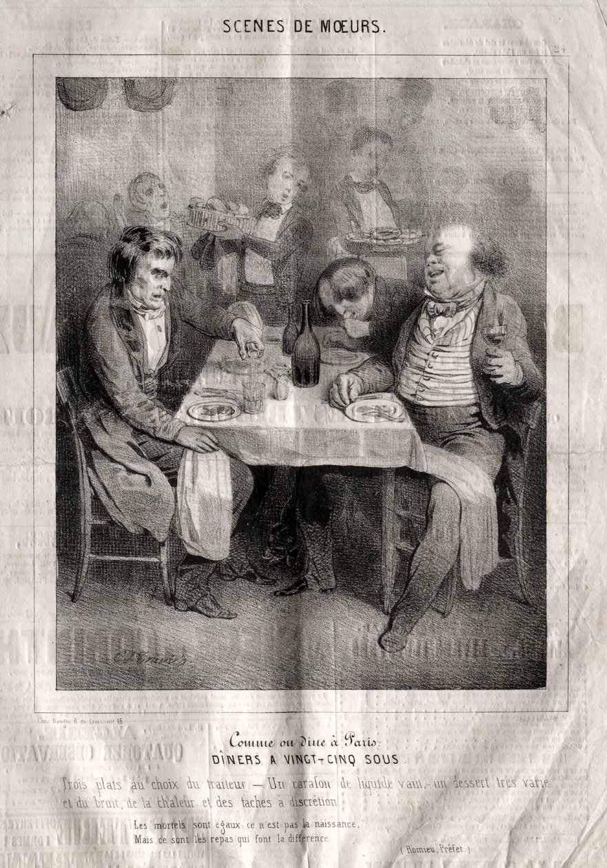 Scenes of Manners: How to Dine in Paris. Dinners at Twenty-Five Sous. Three Plates of the Caterer