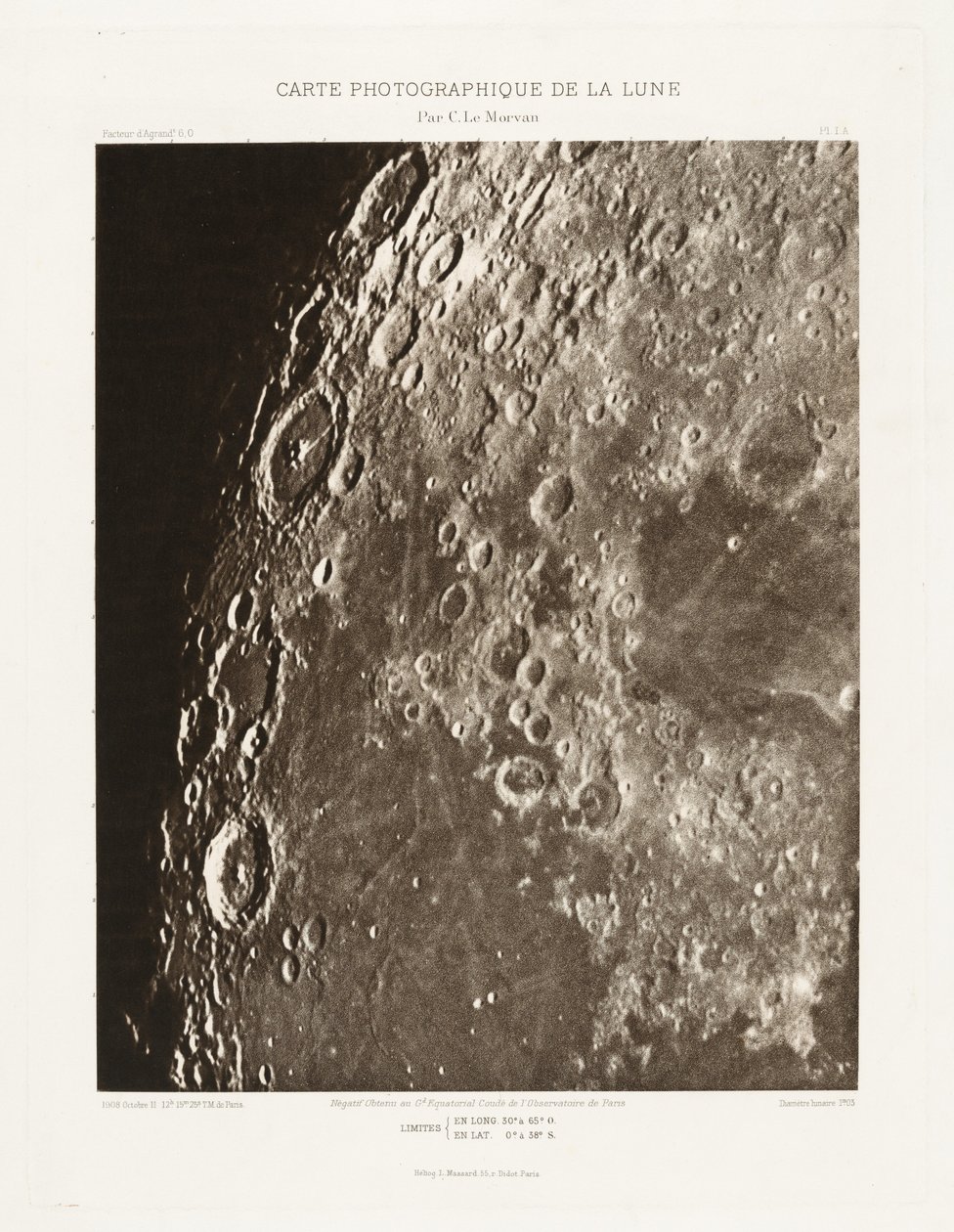 Photographic Chart of the Moon, plate I.A, October 11 by Charles le Morvan