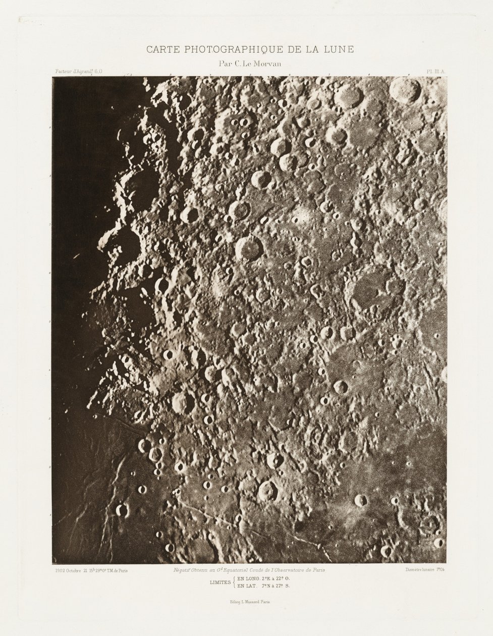 Photographic Chart of the Moon, plate III.A, October 21 by Charles le Morvan