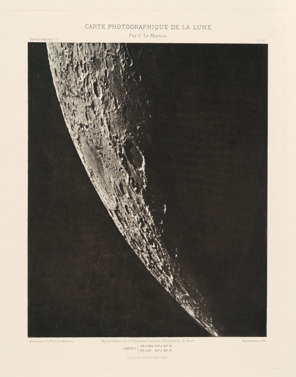 Photographic Chart of the Moon, plate XII by Charles le Morvan