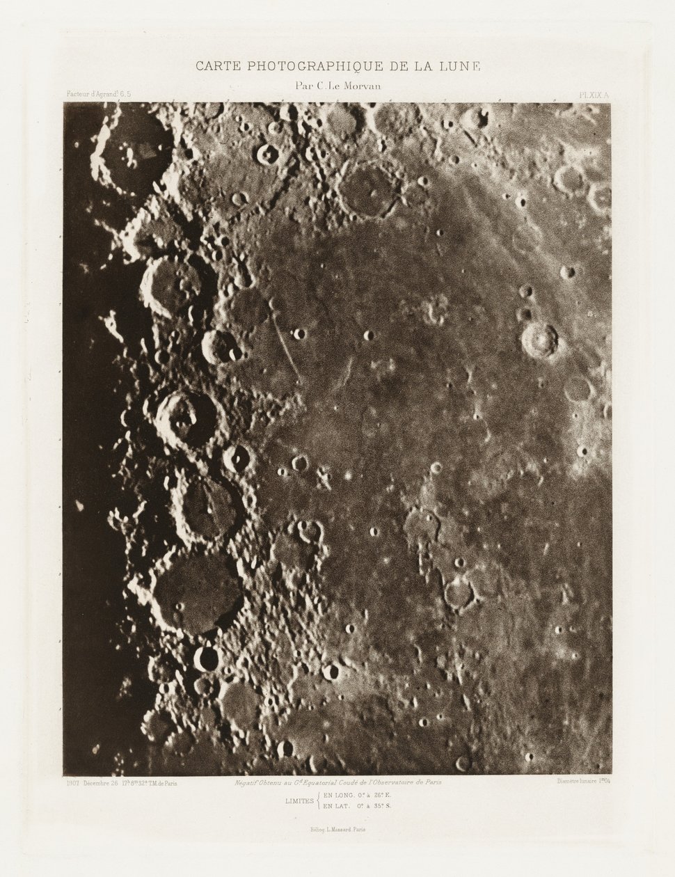 Photographic Chart of the Moon, plate XIX.A, December 26 by Charles le Morvan