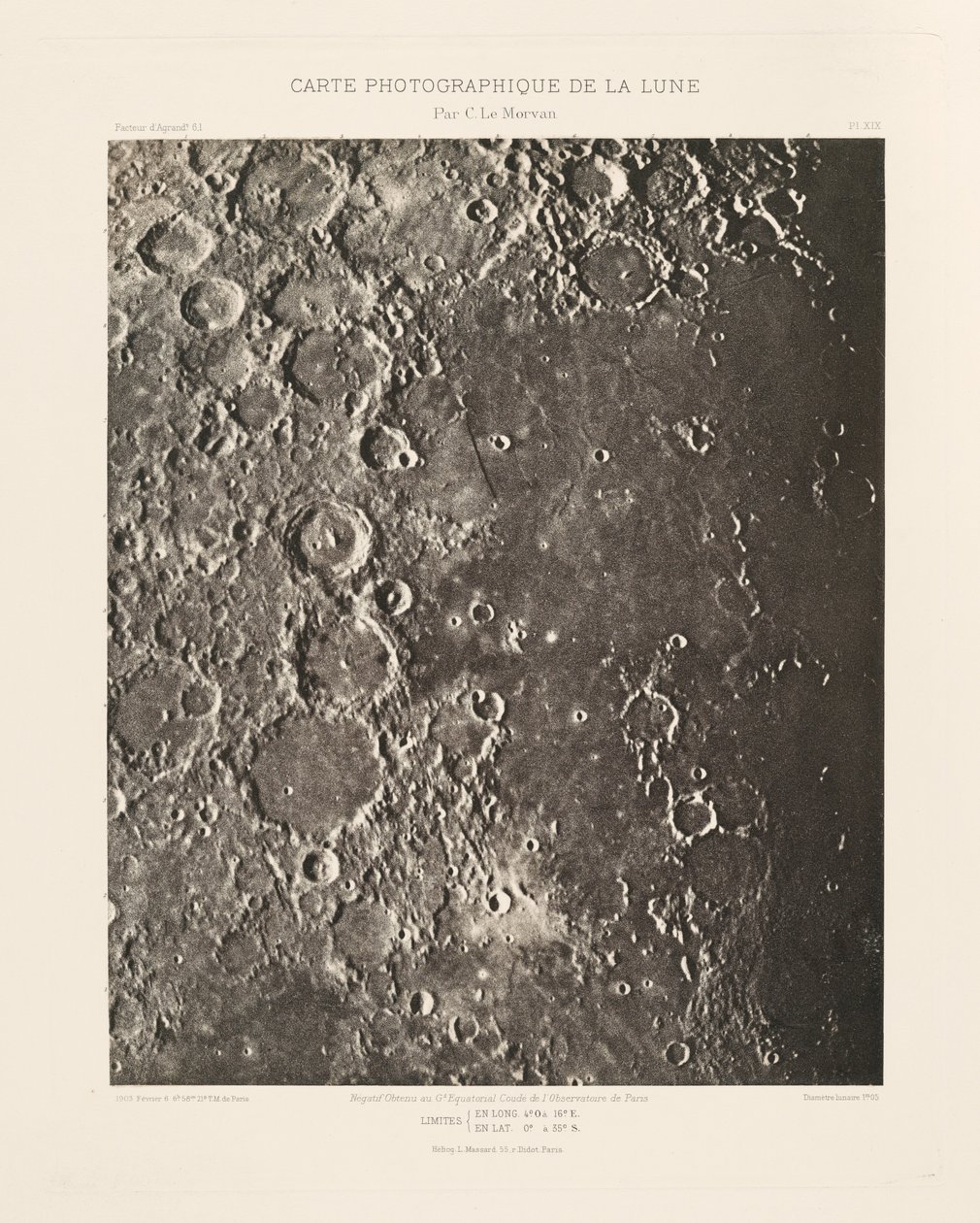 Photographic Chart of the Moon, plate XIX by Charles le Morvan