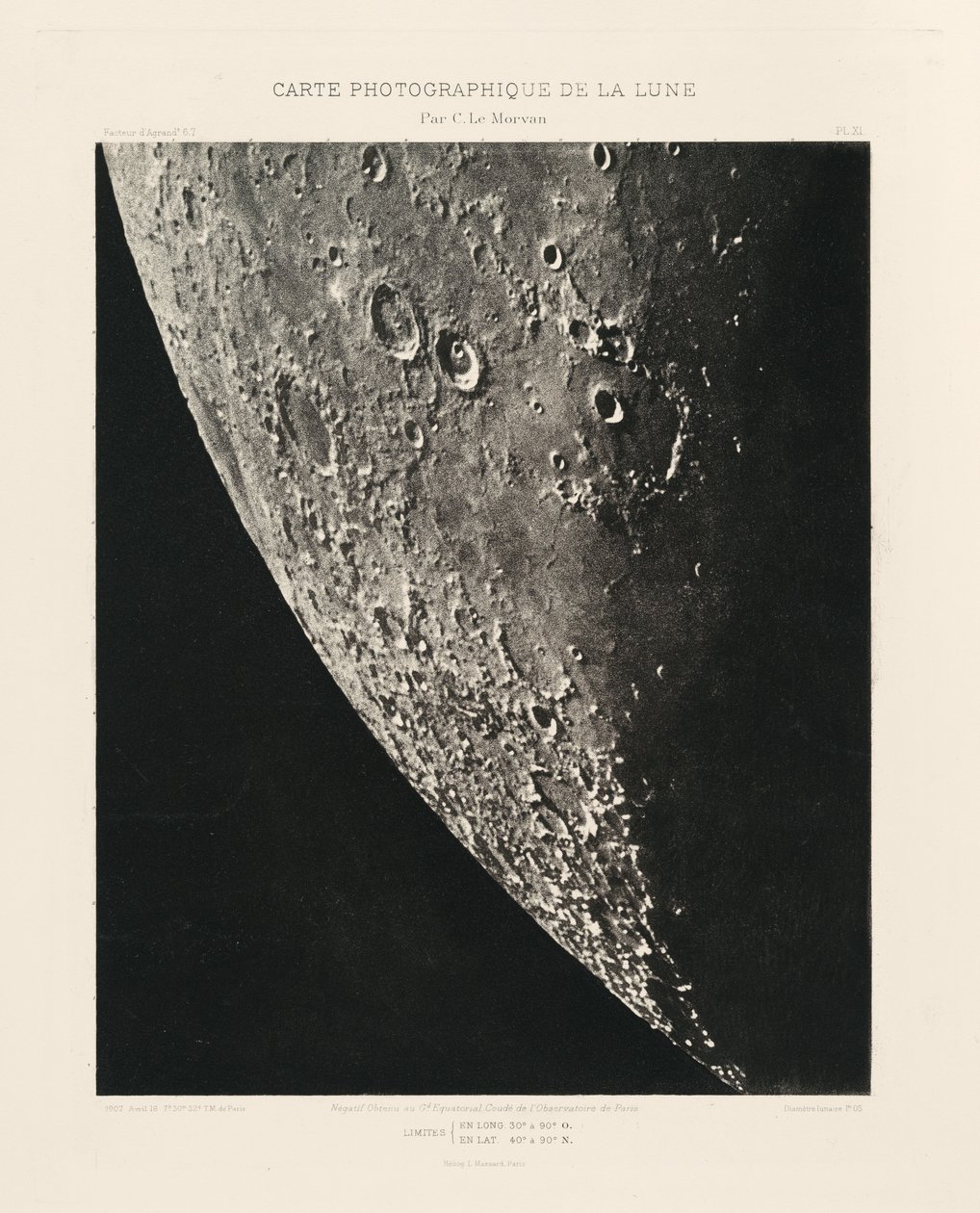 Photographic Chart of the Moon, plate XI, April 18 by Charles le Morvan
