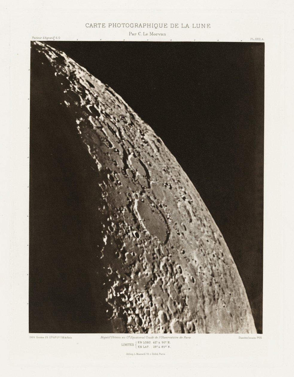 Photographic Chart of the Moon, plate XXII.A, October 23 by Charles le Morvan