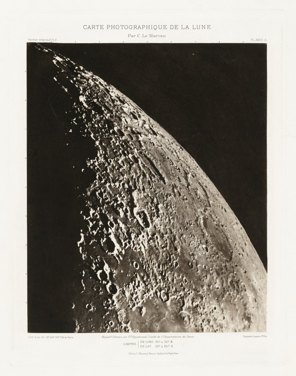 Photographic Chart of the Moon, plate XXIII.A by Charles le Morvan