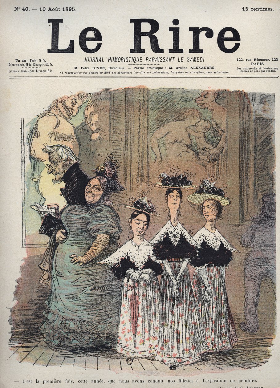 This is the First Time, This Year, That We Have Led Our Girls to the Painting Exhibition - Caricature by Charles Leandre (1862-1934) in 