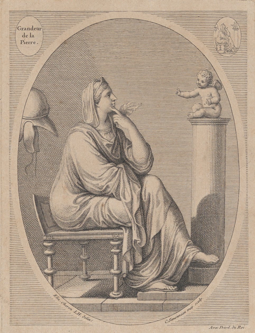 Grandeur de la pierre, after Eliz. Cheron, 1665-1728 by Charles Louis Simonneau