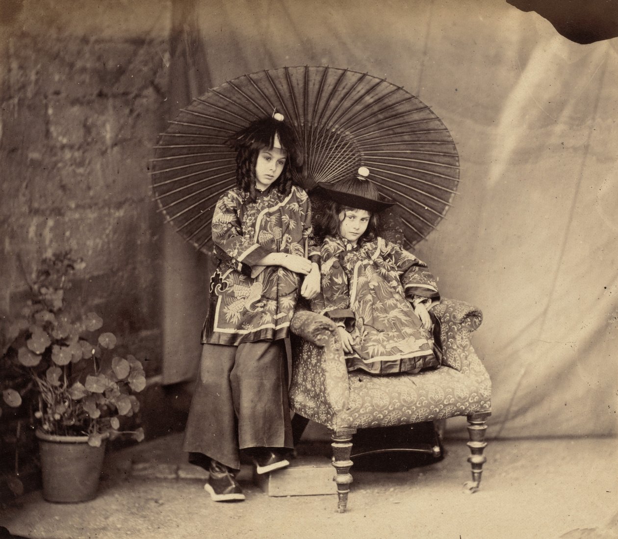 Lorina and Alice Liddell in Chinese Dress by Charles Lutwidge Dodgson