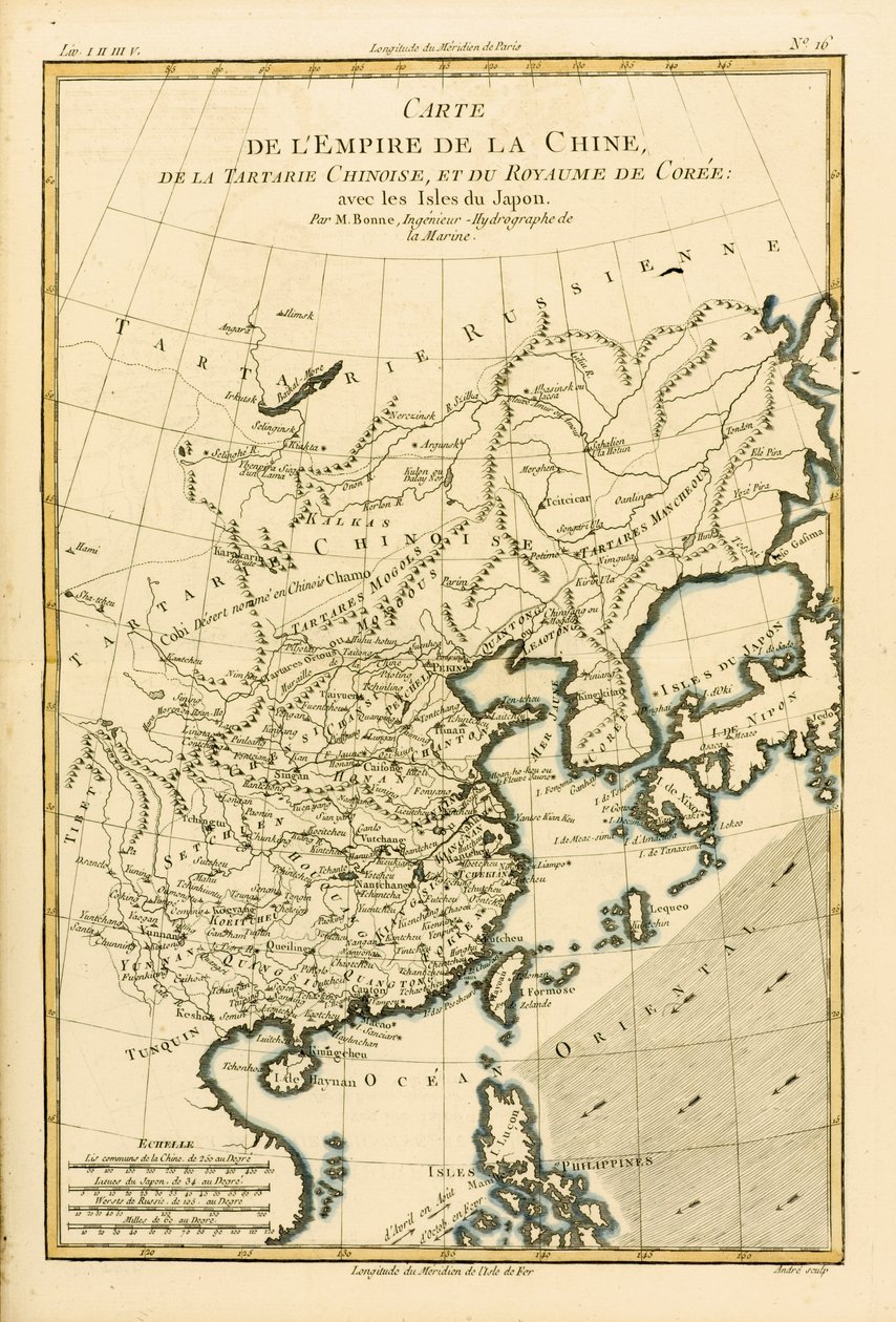 The Chinese Empire, Chinese Tartary and the Kingdom of Korea, with the Islands of Japan, from Atlas de Toutes les Parties Connues du Globe Terrestre by Guillaume Raynal (1713-96) Published 1780 by Charles Marie Rigobert Bonne