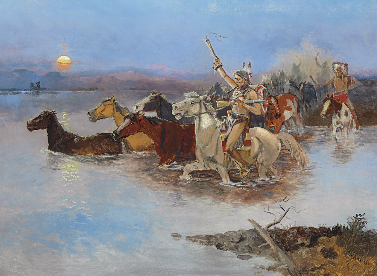 Crossing the River by Charles Marion Russell