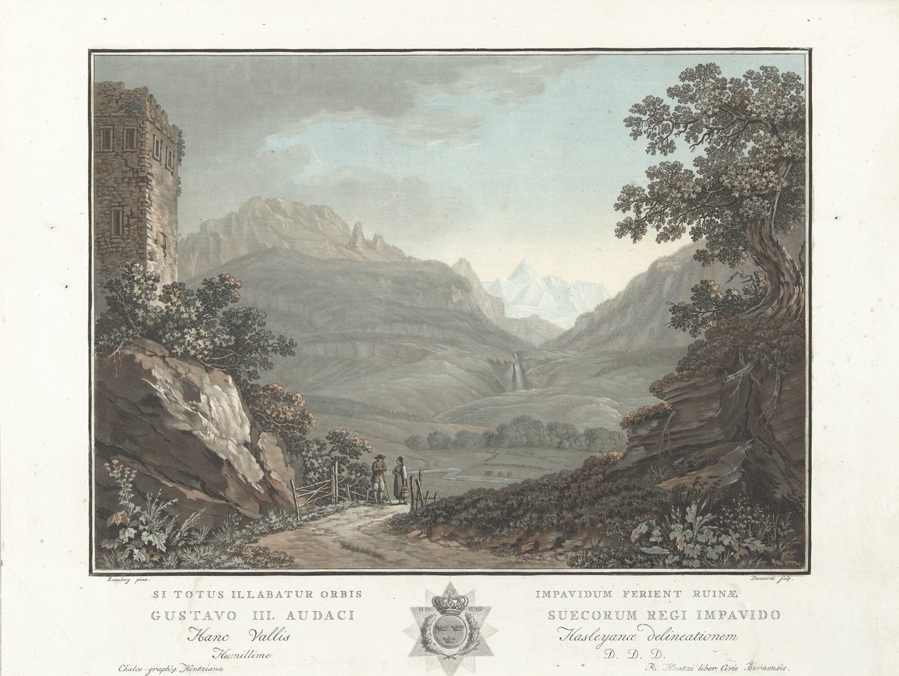 Mountain Landscape in Switzerland by Charles Melchior Descourtis