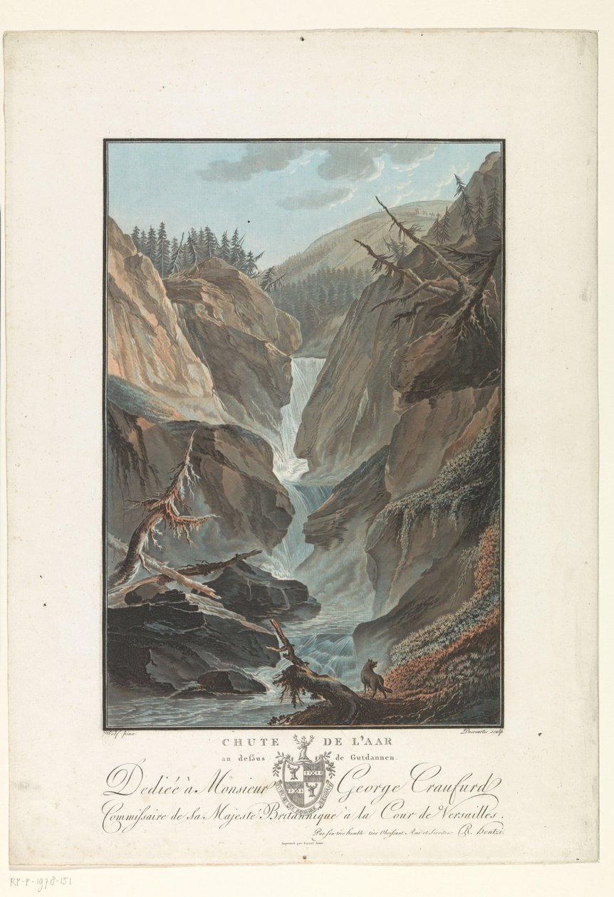 Waterfall of the River Aare (Remarkable Views of the Mountains of Switzerland) by Charles Melchior Descourtis