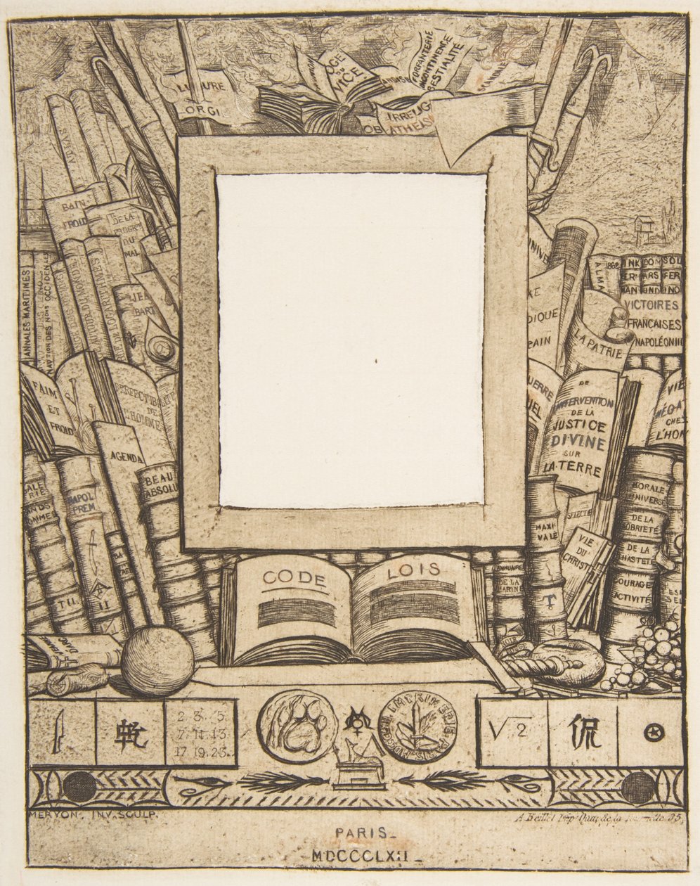 Design for a frame for the portrait of Armand Guéraud by Charles Meryon