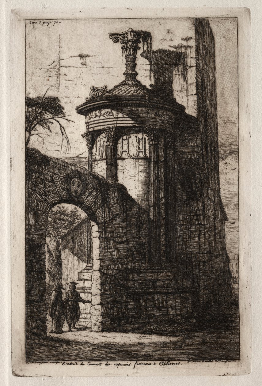 Entrance to the French Capuchin Convent at Athens, 1854 by Charles Meryon