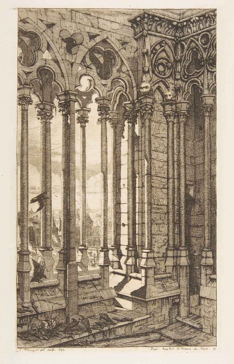 Gallery, Notre-Dame Cathedral, Paris by Charles Meryon