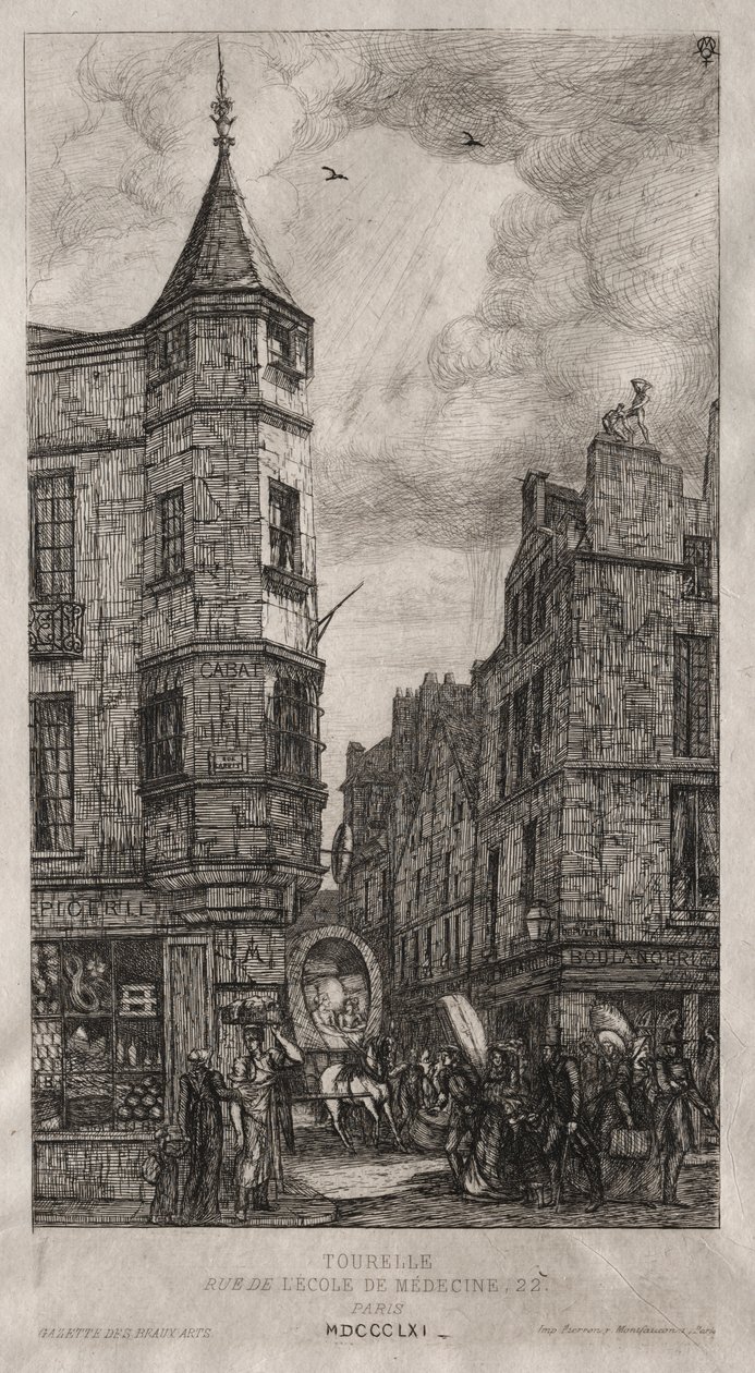 House with a Turret, No. 22 Street of the School of Medicine by Charles Meryon