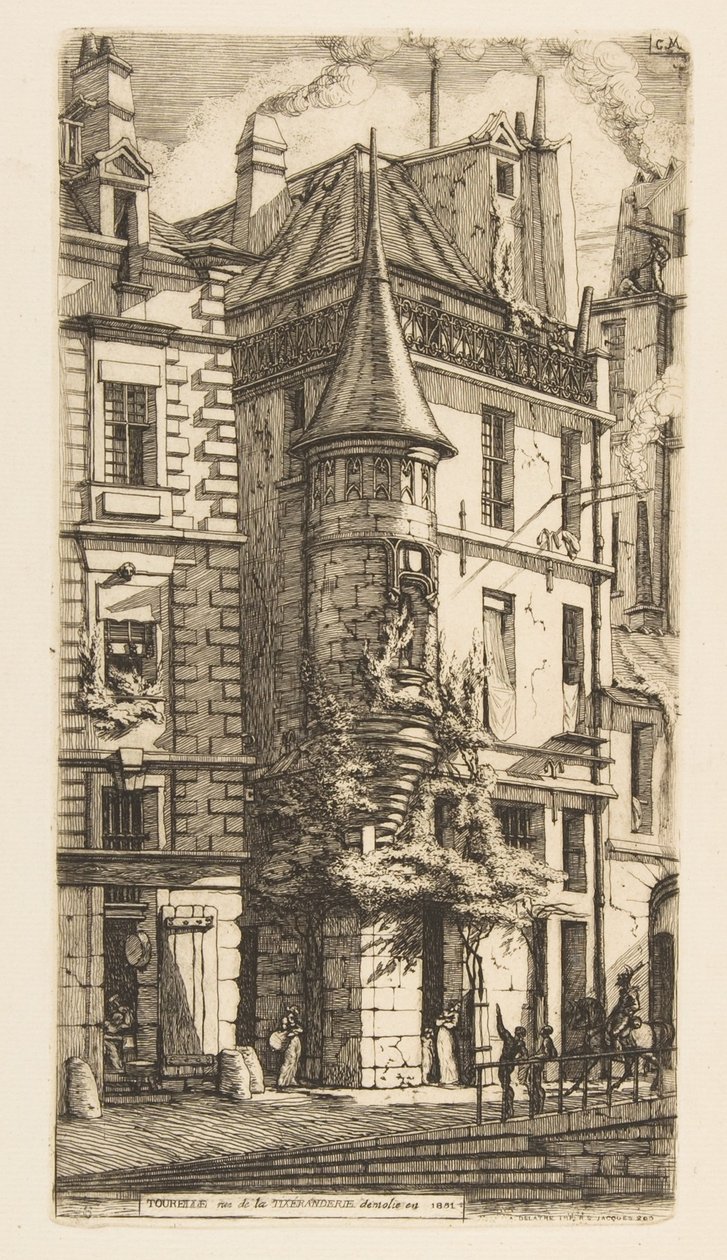 House with a Turret, Rue de la Tixeranderie, Paris by Charles Meryon