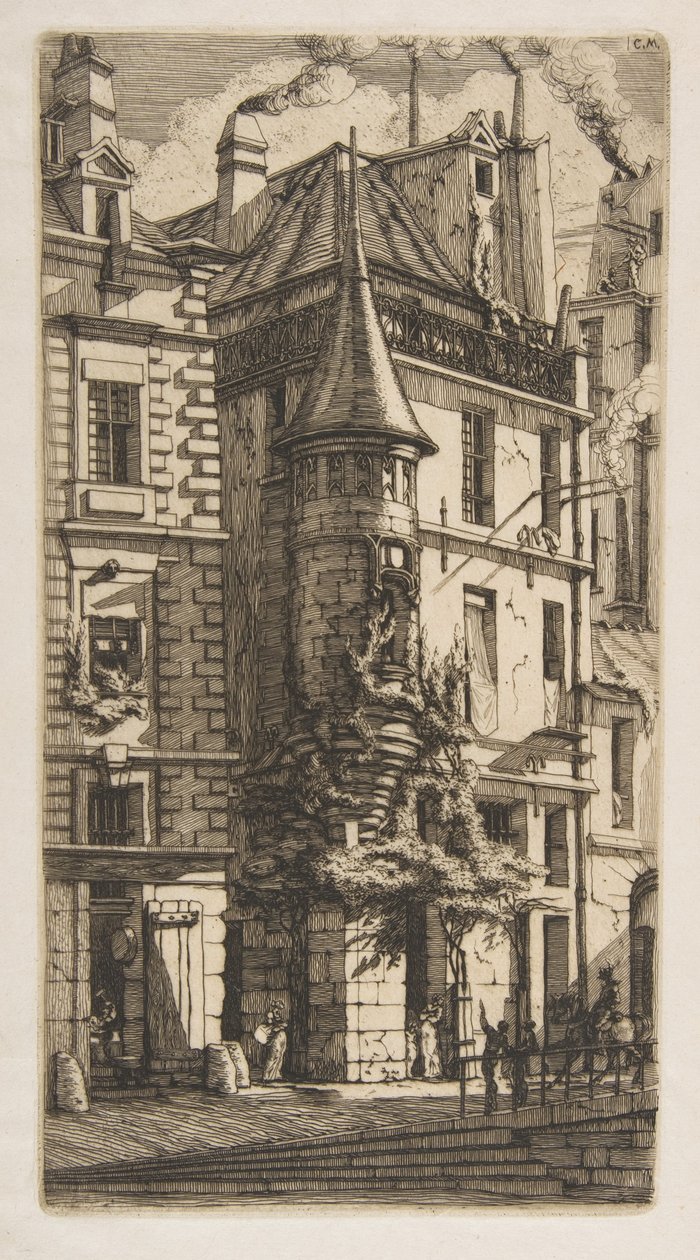 House with a Turret, rue de la Tixéranderie, Paris by Charles Meryon